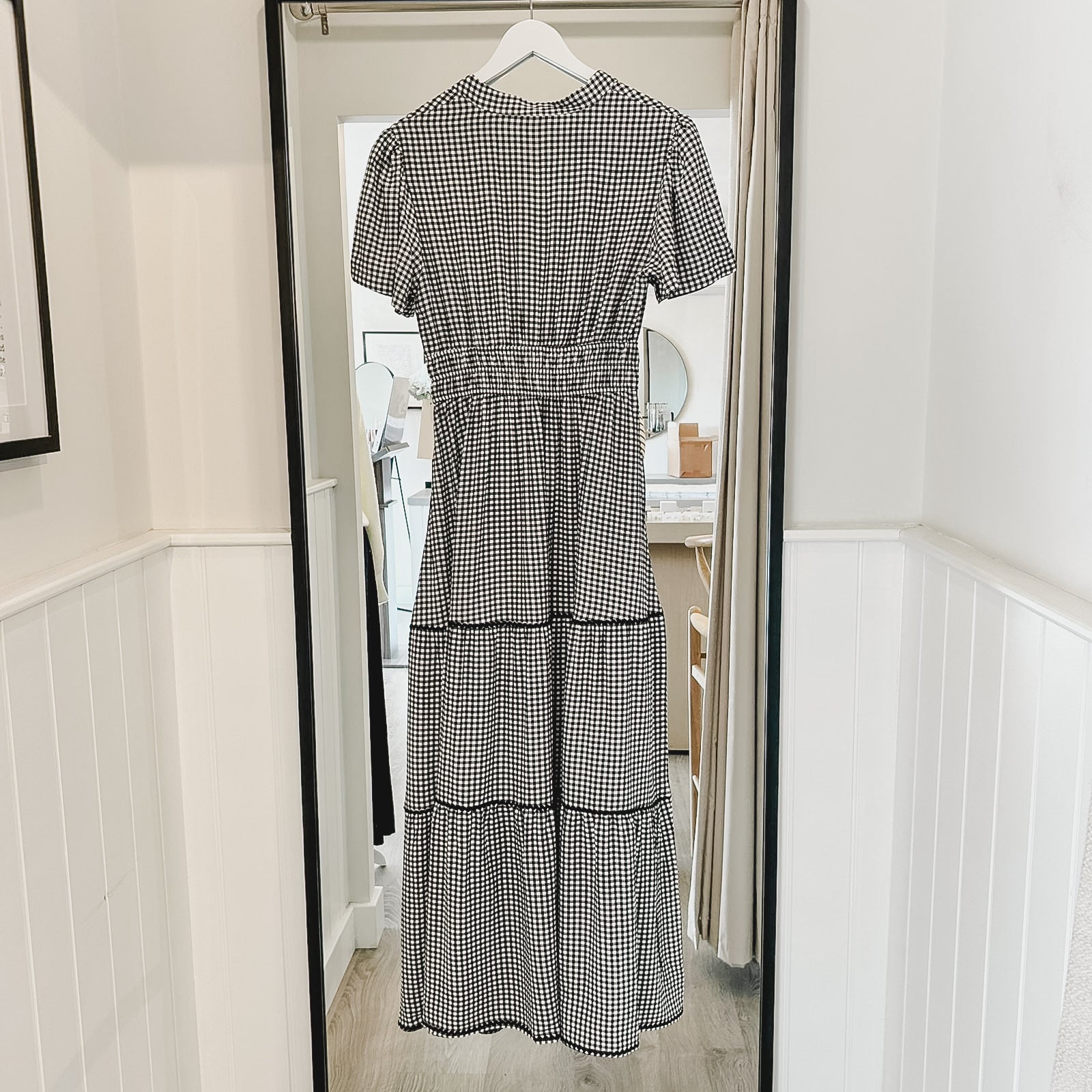 Roxy Black Gingham Tiered Dress