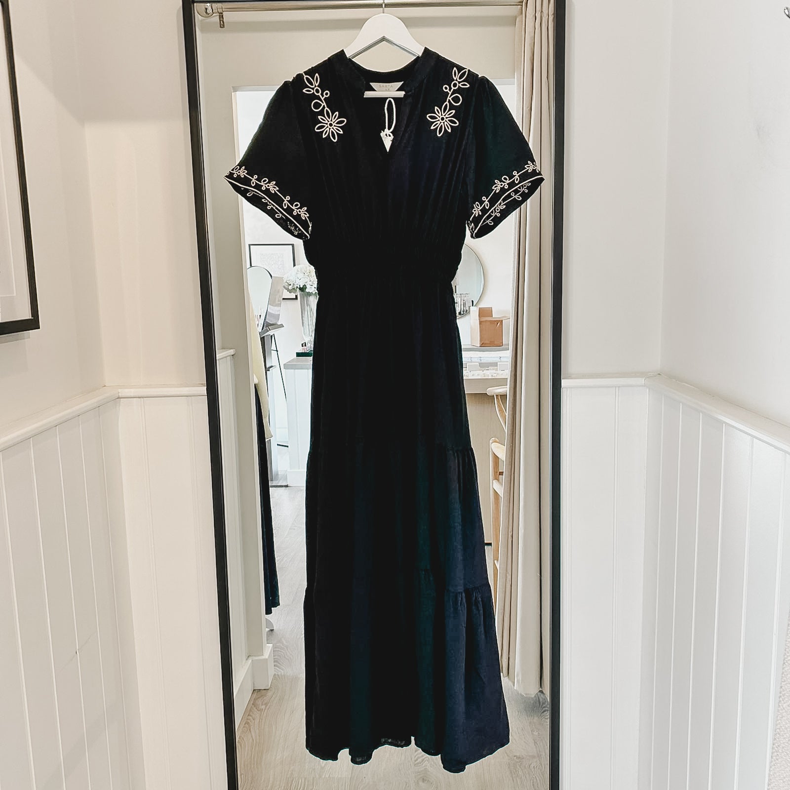 Roxy Black Embroidered Tiered Dress