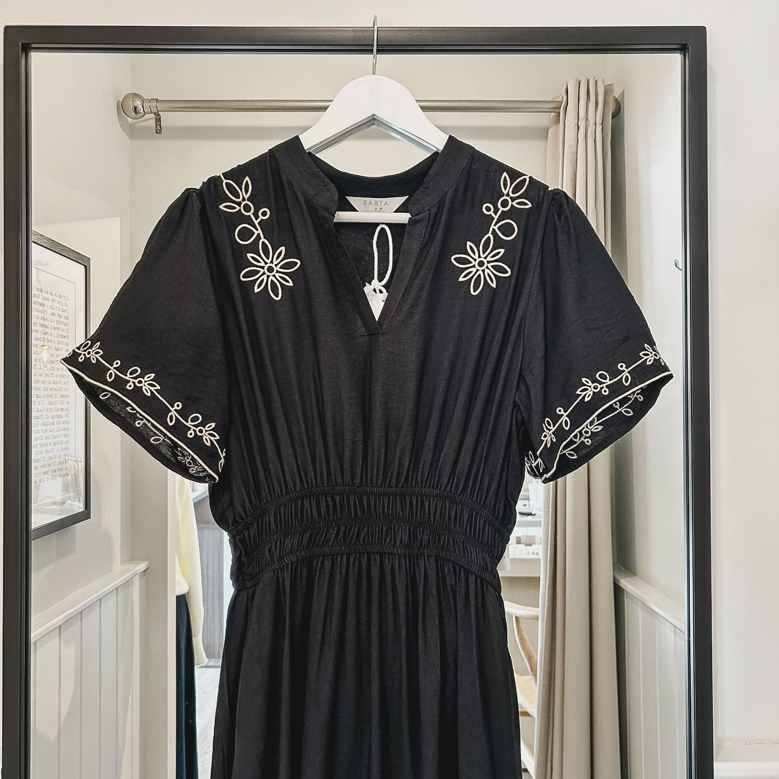 Roxy Black Embroidered Tiered Dress