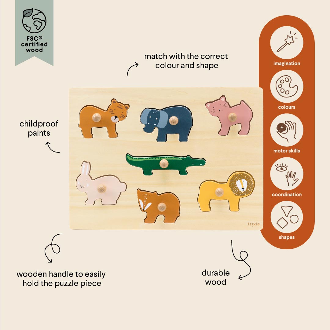 Wooden Animal Puzzle (7 Pieces)