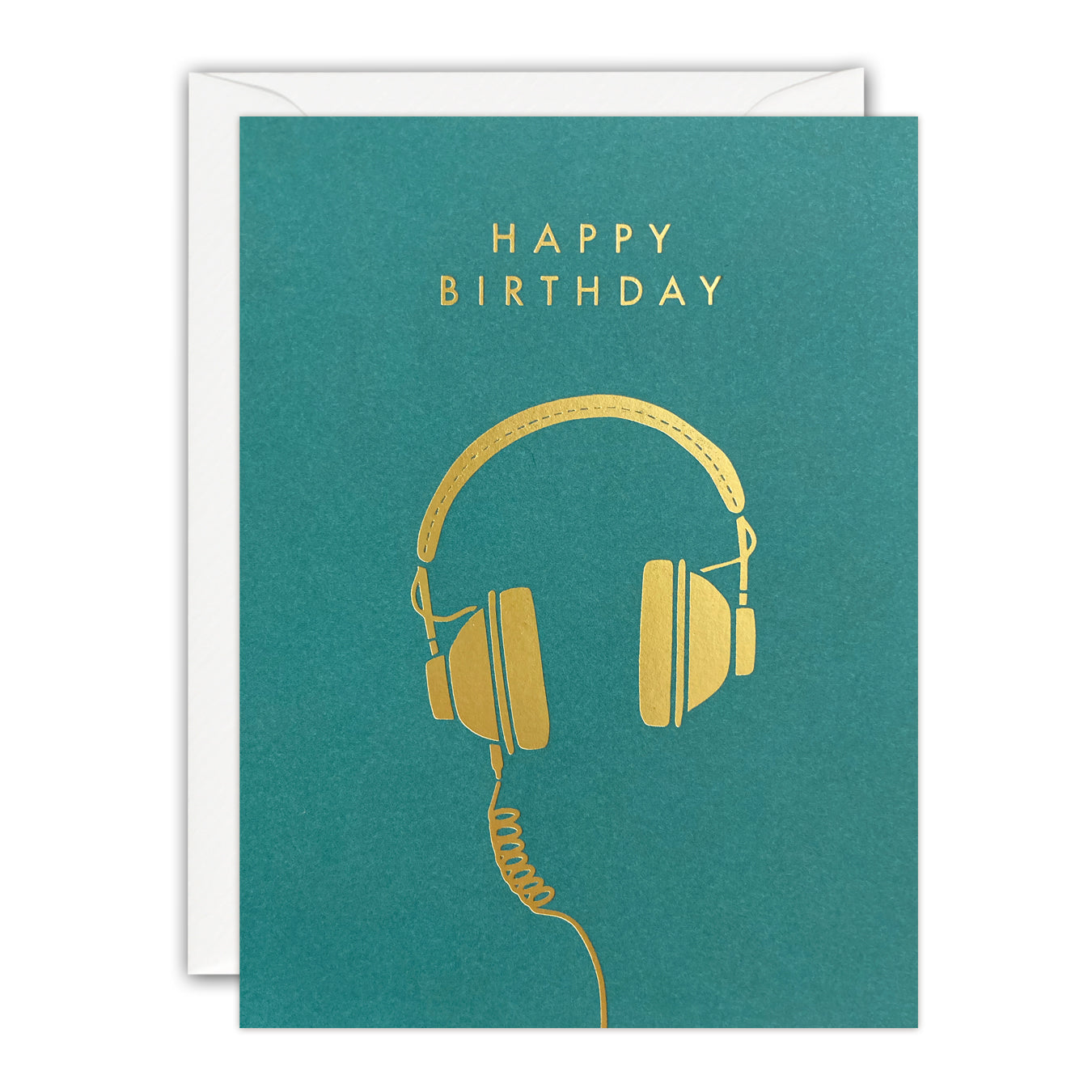 Gold Headphones Mini Birthday Card