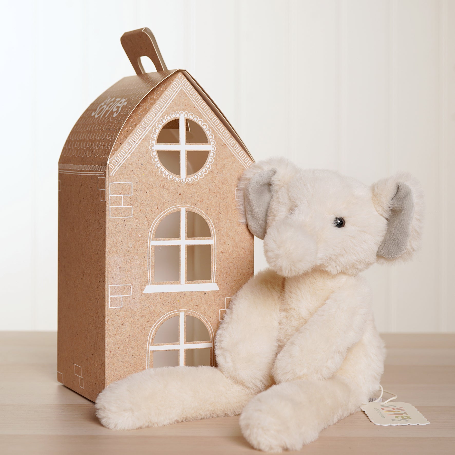 Ellie The Plush Long Leg Cream Elephant