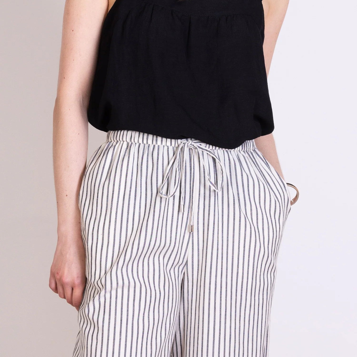 Striped High Waisted Wide Leg Trouser