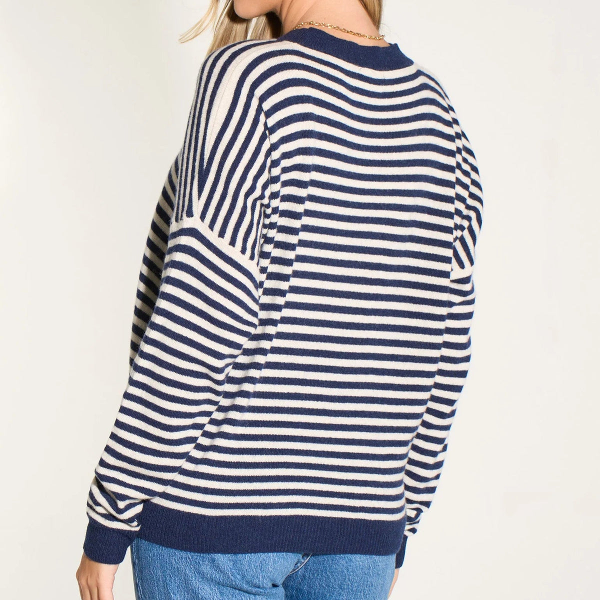 Striped Long Sleeve Italian Cashmere Wool Blend Jumper