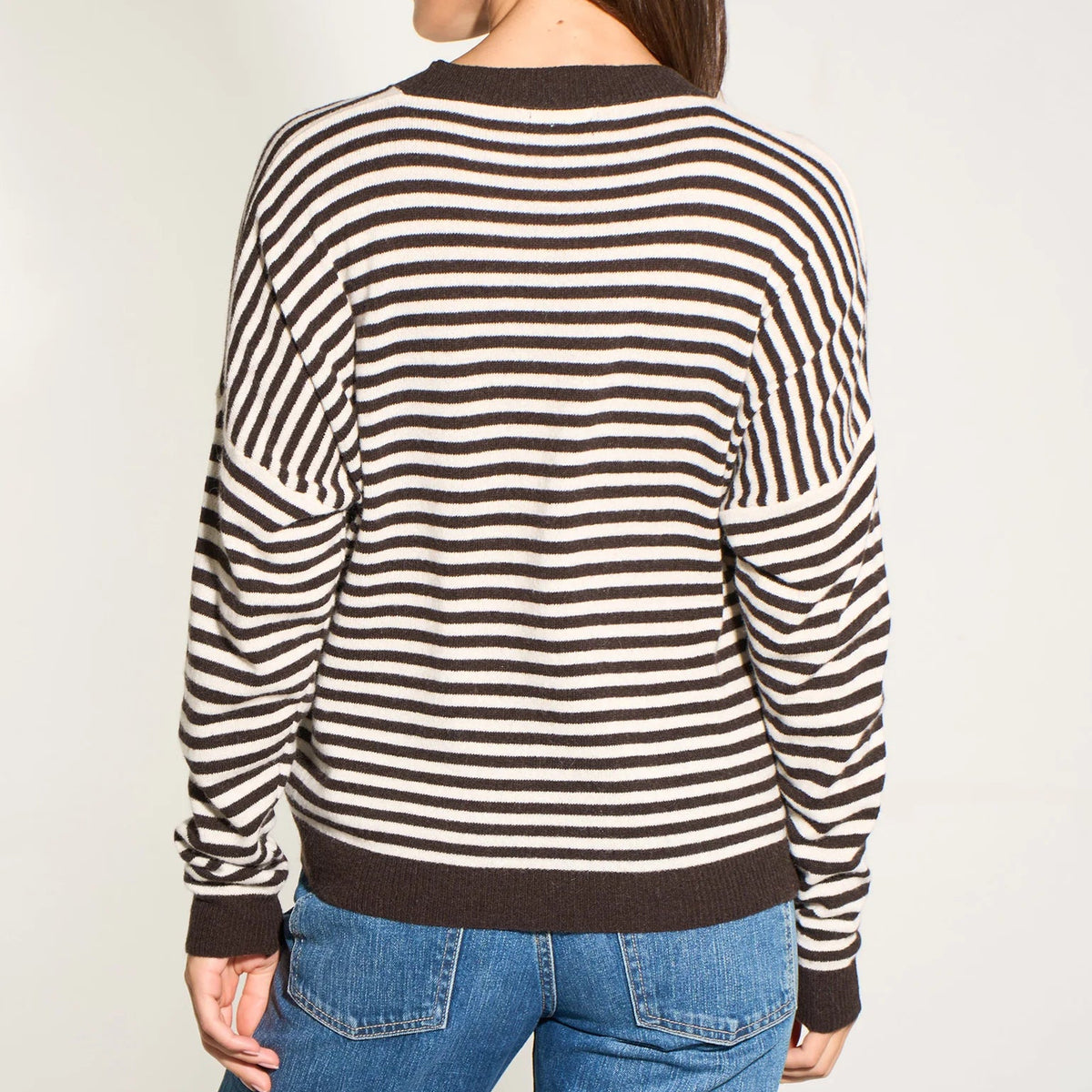 Striped Long Sleeve Italian Cashmere Wool Blend Jumper