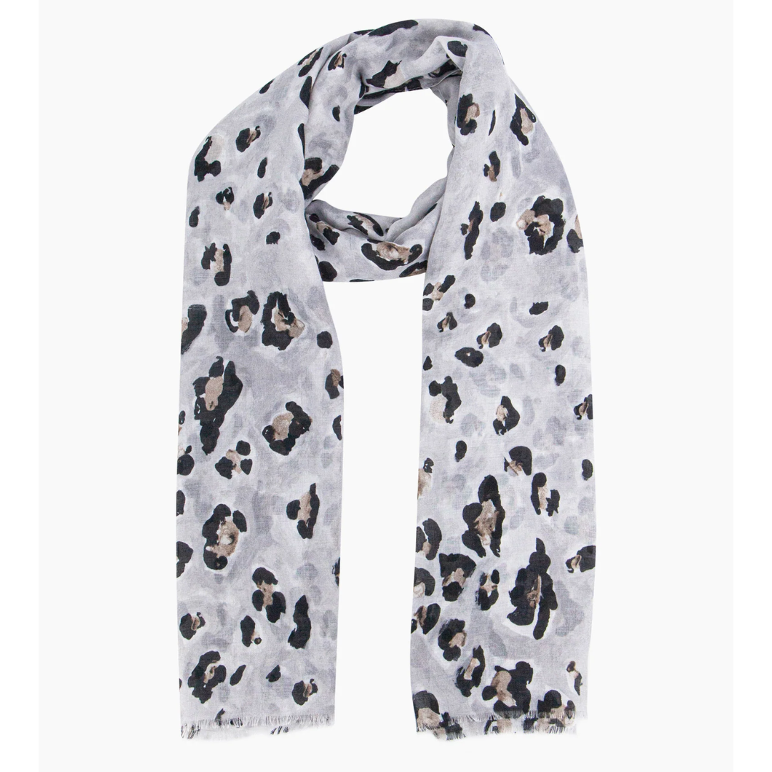 Raya Grey Leopard Scarf