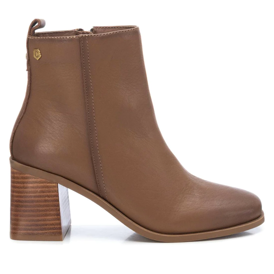 Taupe Leather Ankle Boots