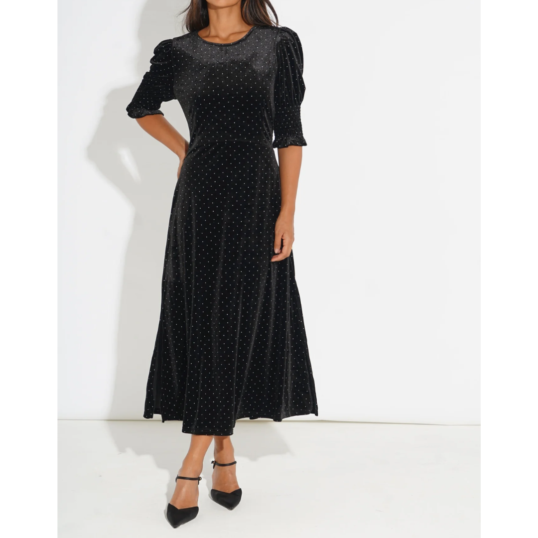 Velvet Polka Dot Tea Dress