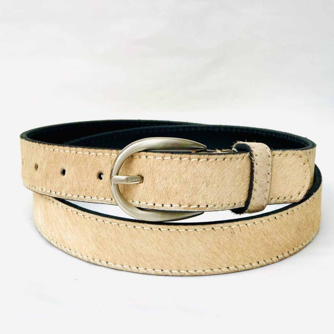 Beige Summer Leather Belt