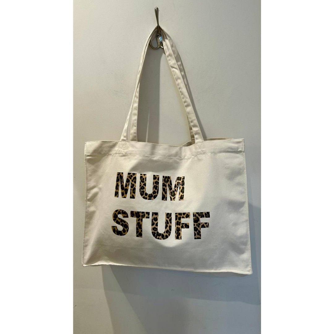 Natural Leopard Print Mum 'Stuff' Tote Bag