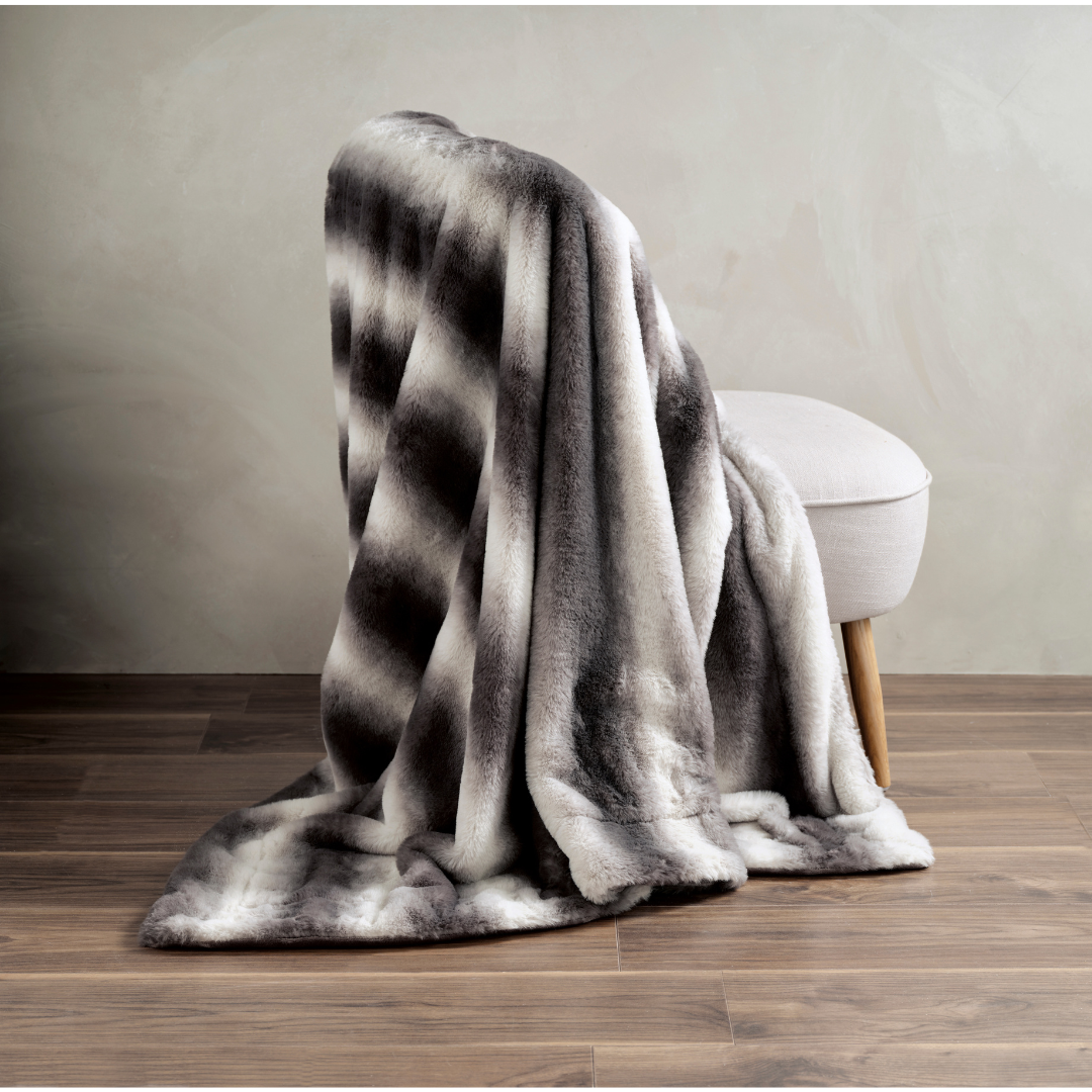 Striped Angora Faux Throw