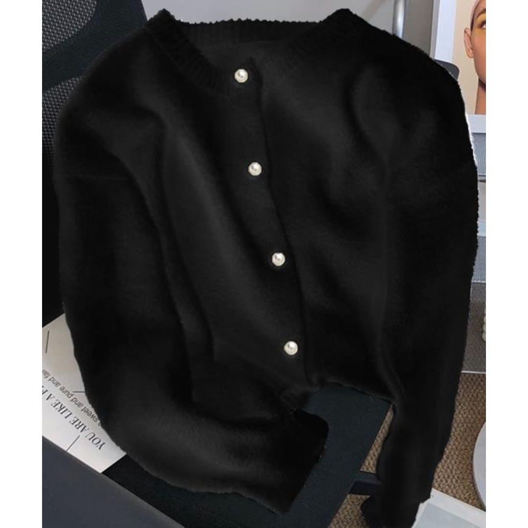 White Leaf Pearl Button Through Cardigan