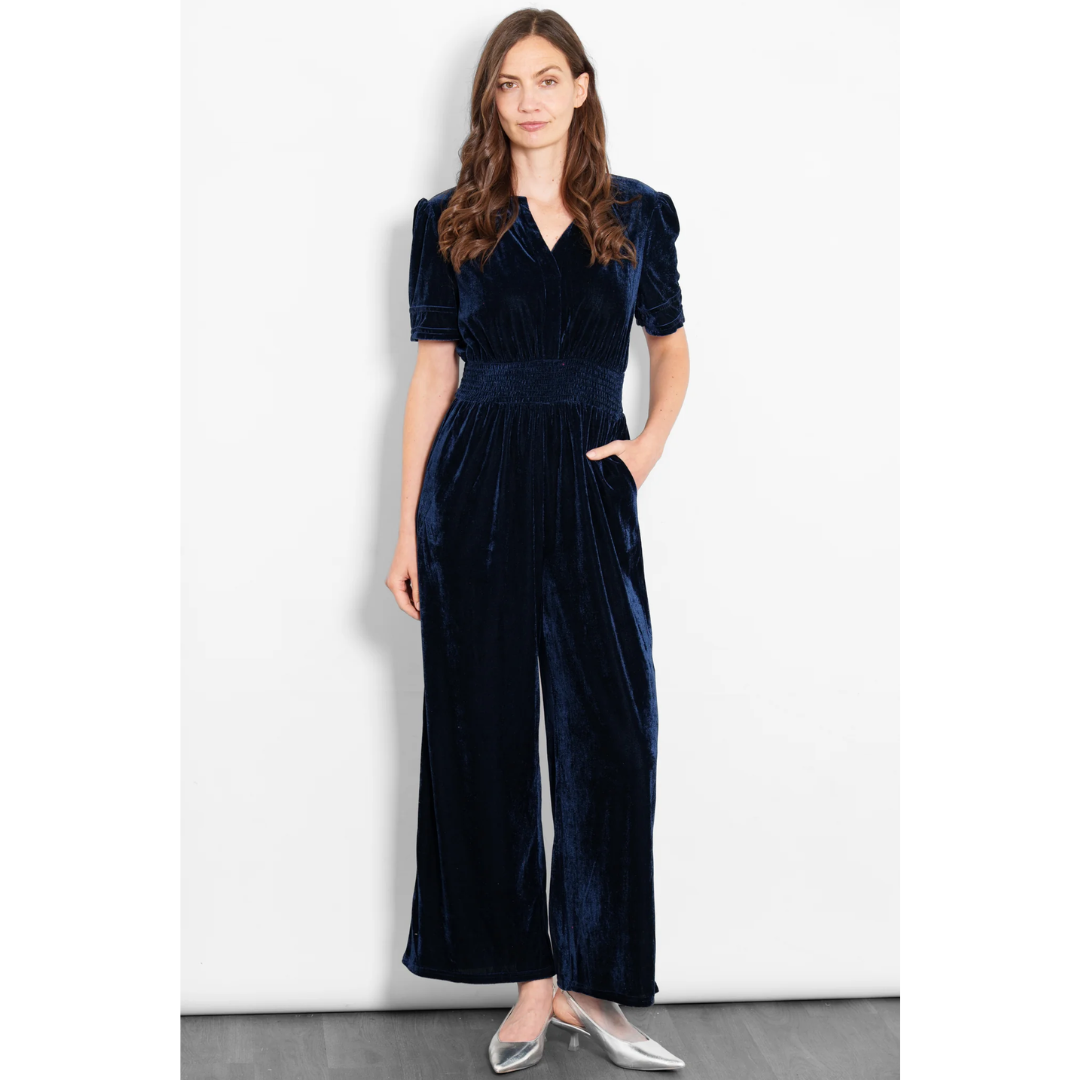 Lydia V Neck Velvet Jumpsuit