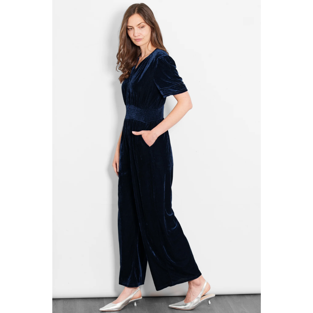 Lydia V Neck Velvet Jumpsuit