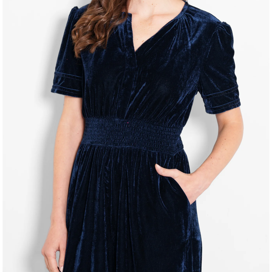 Lydia V Neck Velvet Jumpsuit