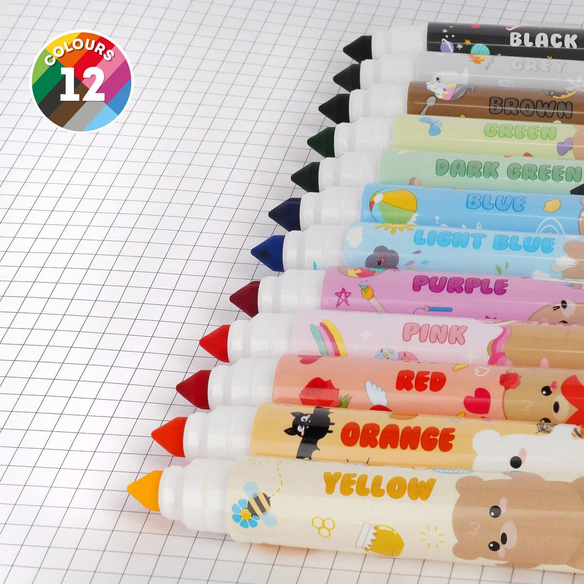 Teddy Friends Markers (Set of 12)