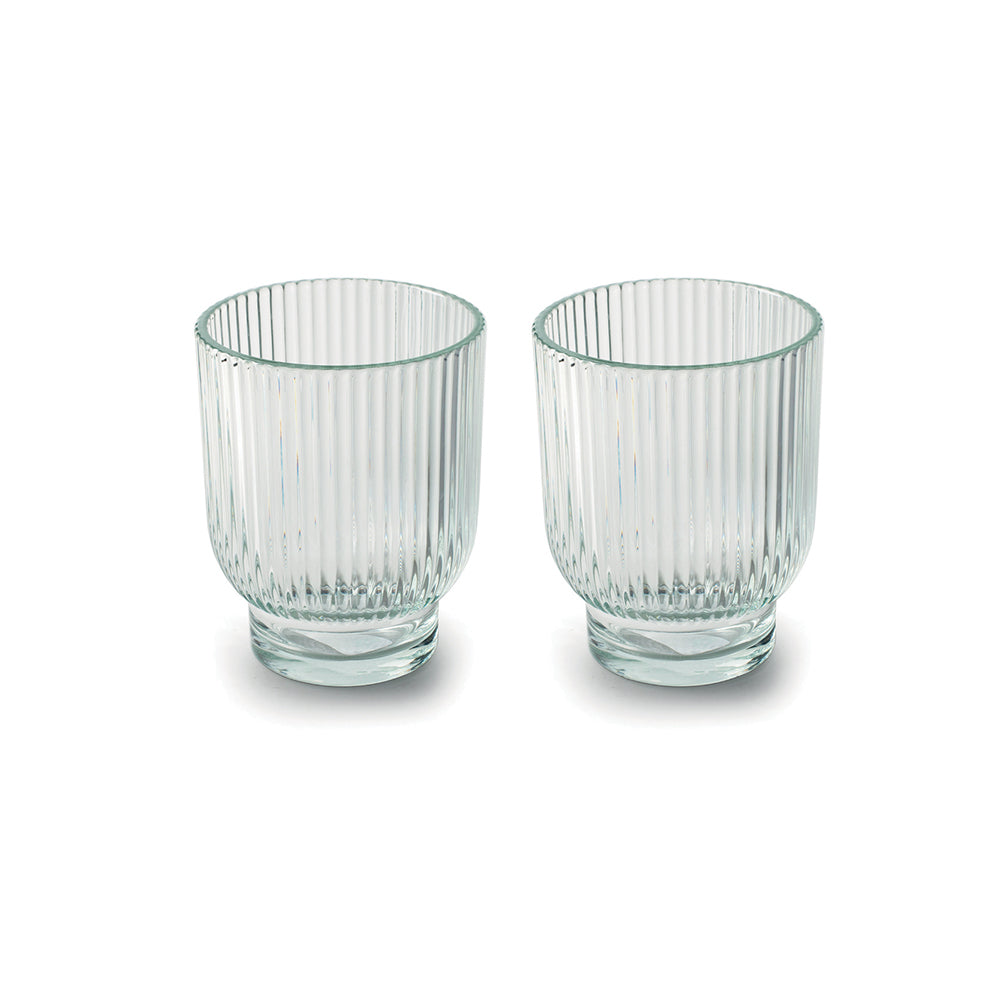 Clear Ribbed Glass Tealight Holder
