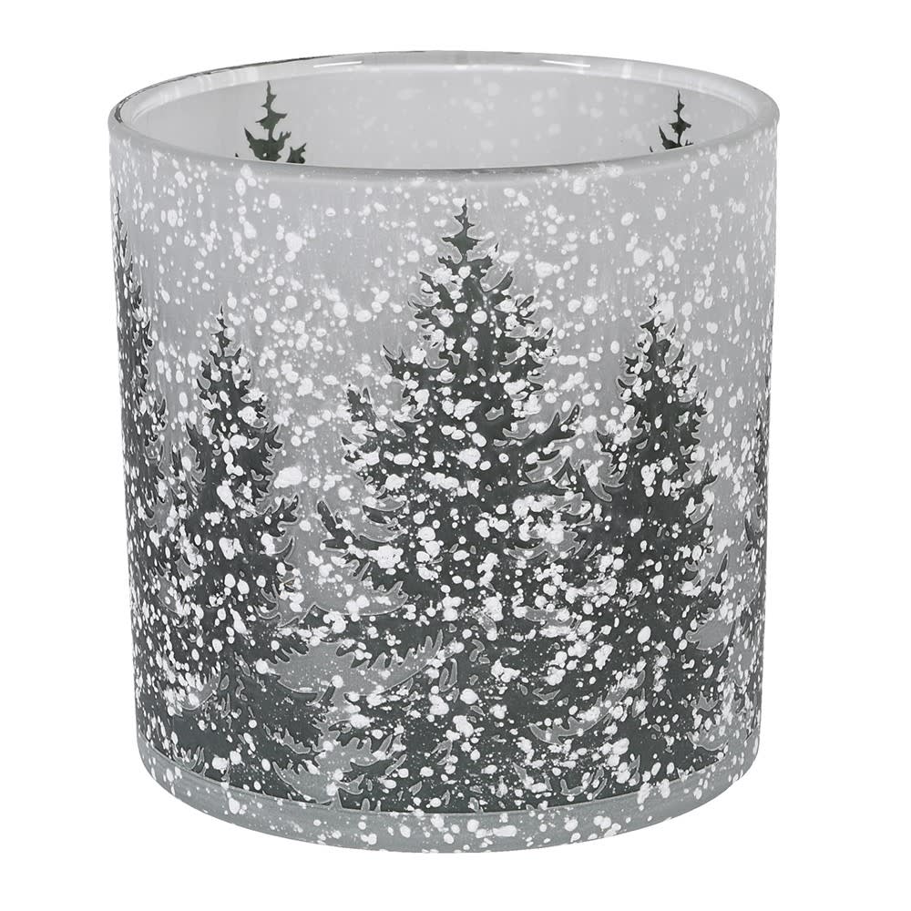 Snowy Trees Snow Scene Forest Candle Holder (Medium)