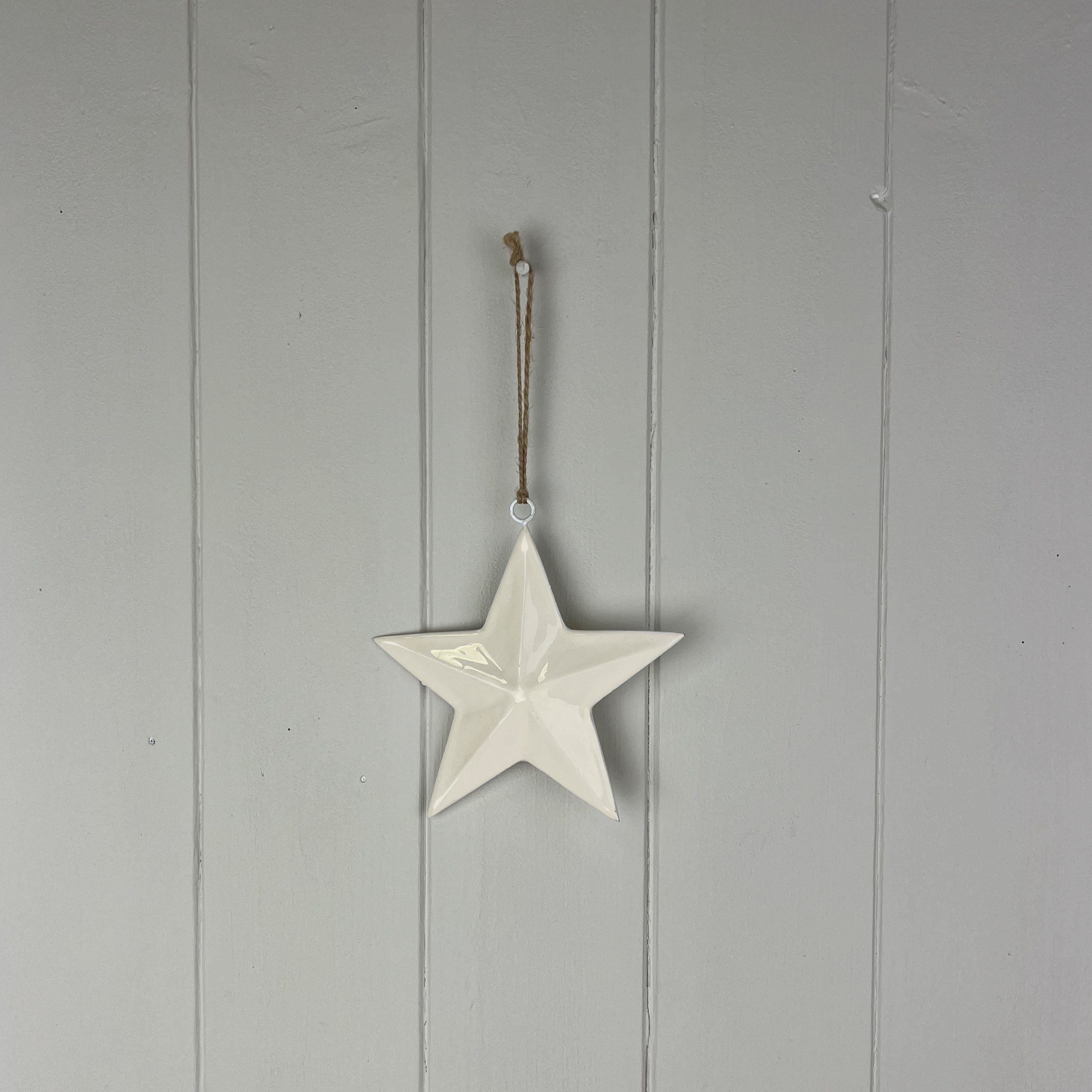 White Enamel Hanging Star (12cm)