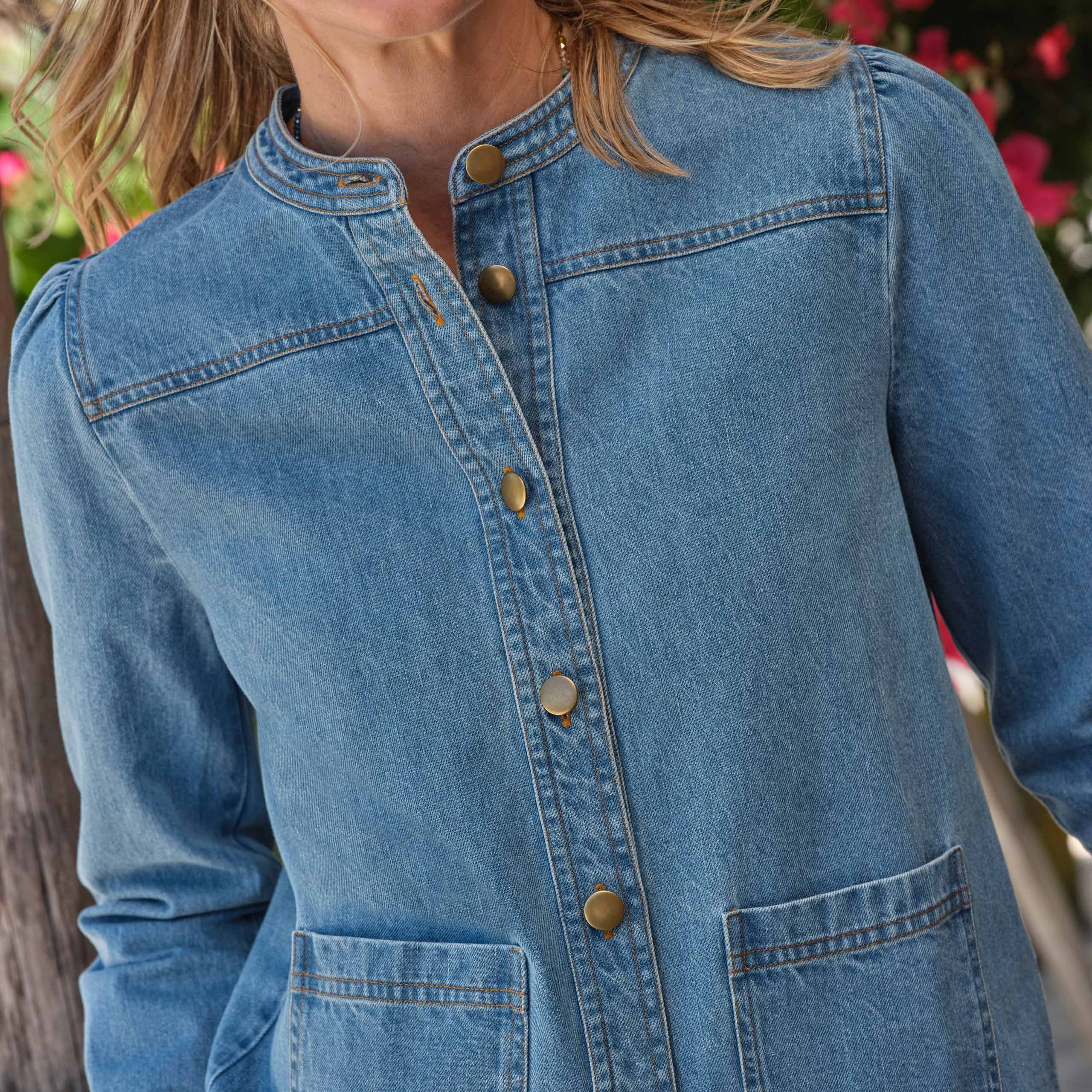 Woolovers - Collarless Denim Jacket