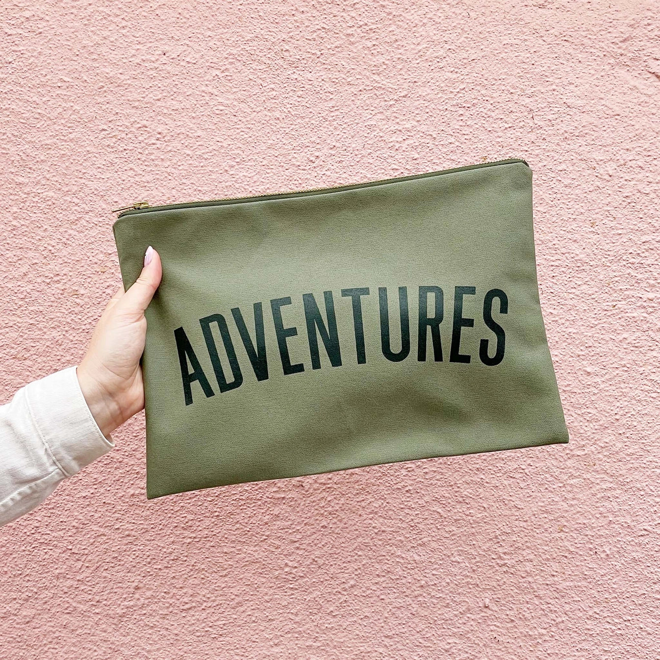 Adventures - Olive Green Extra Large Pouch