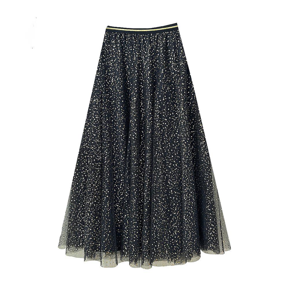 White Leaf Patterned Tulle Skirt