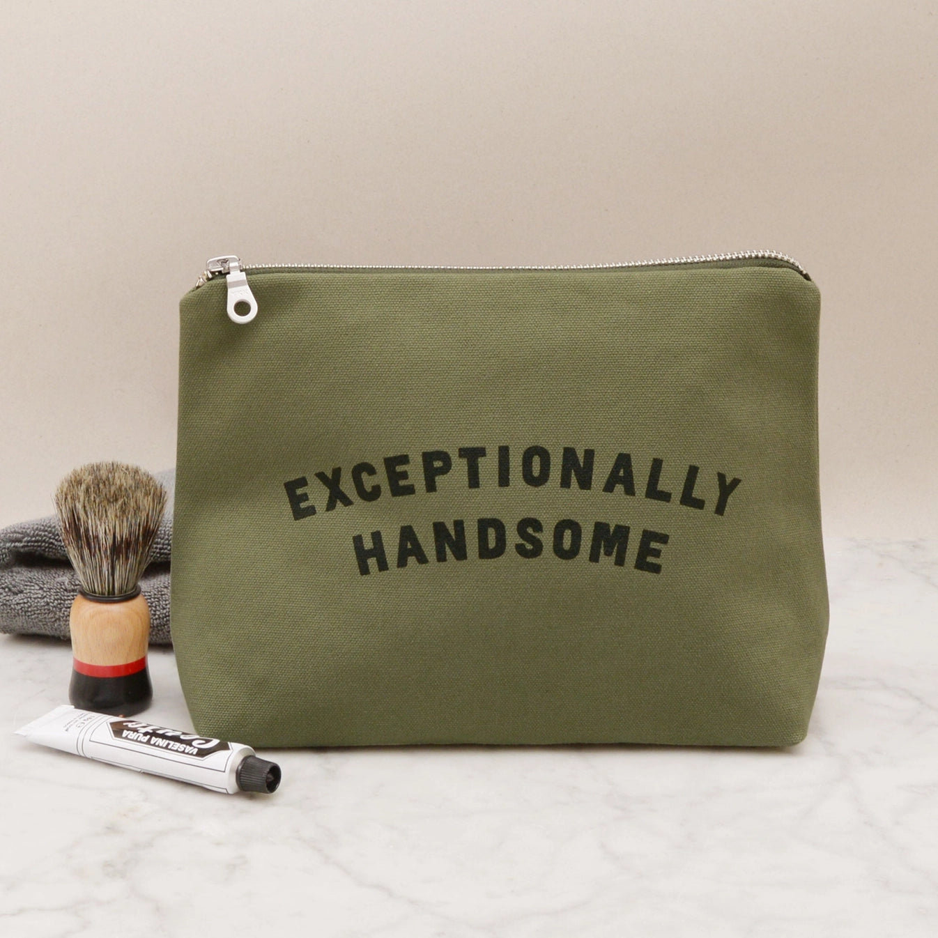 Exceptionally Handsome - Olive Wash Bag