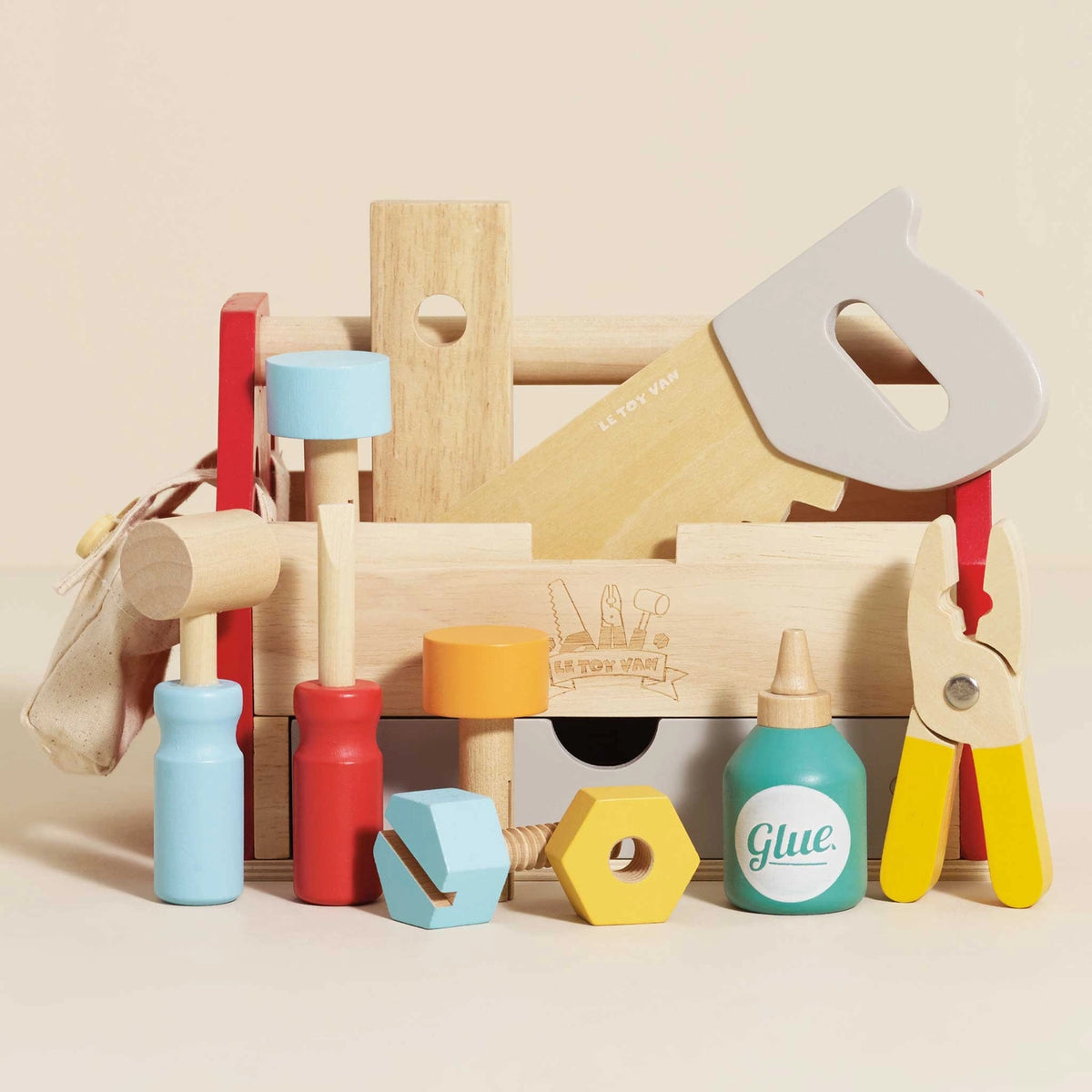 Wooden Tool Box & Tools Set