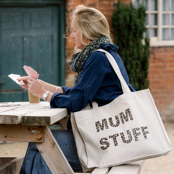 Natural Leopard Print Mum 'Stuff' Tote Bag
