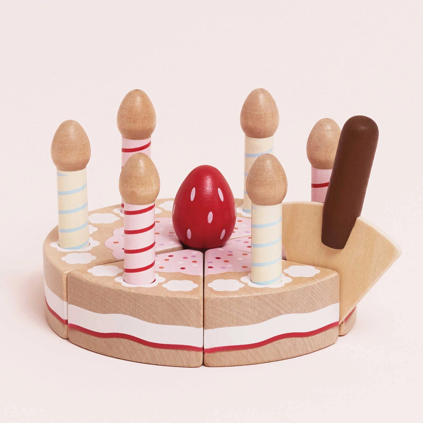 Sliceable Wooden Birthday Cake & Candles