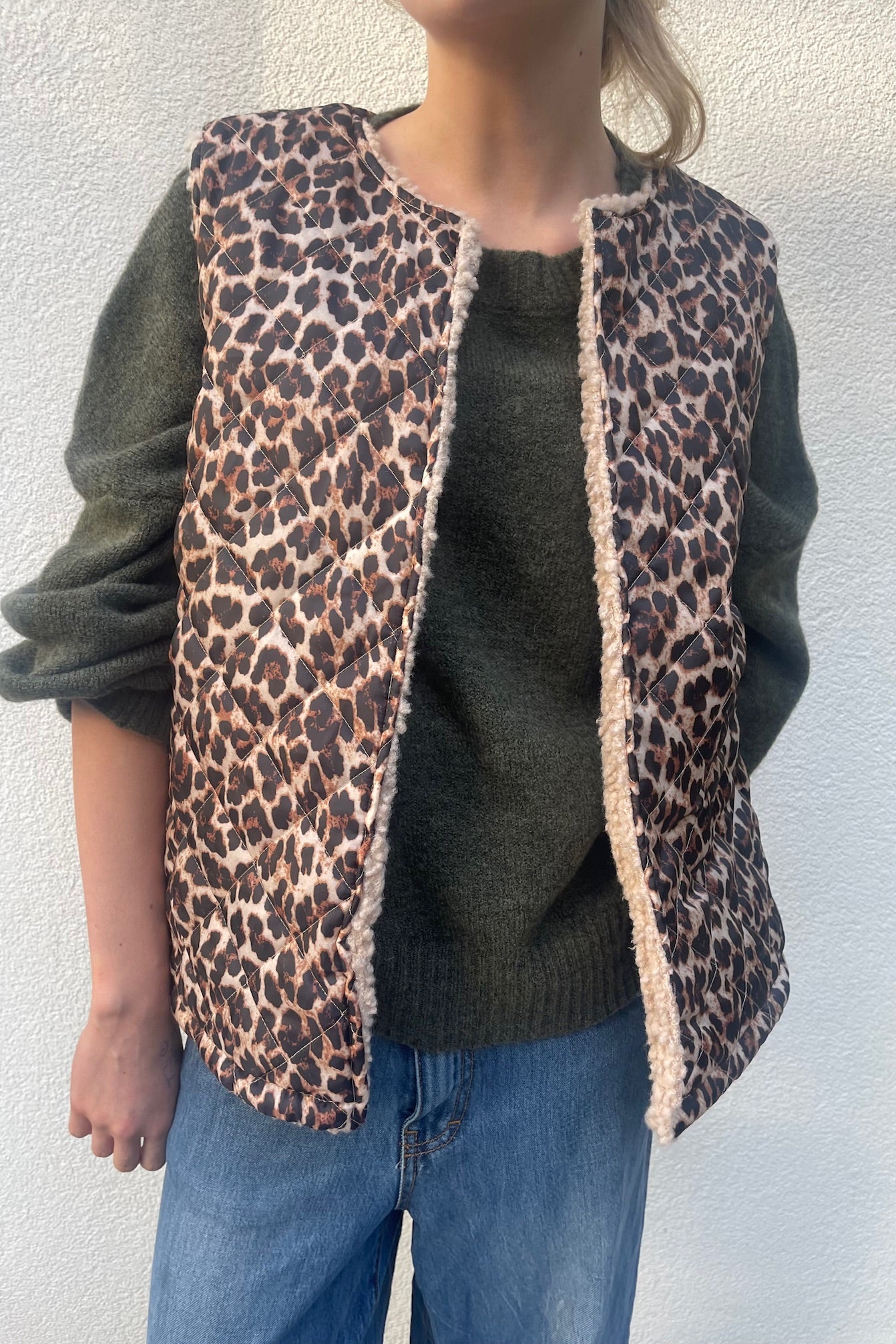 Reversible Leopard Print Gilet