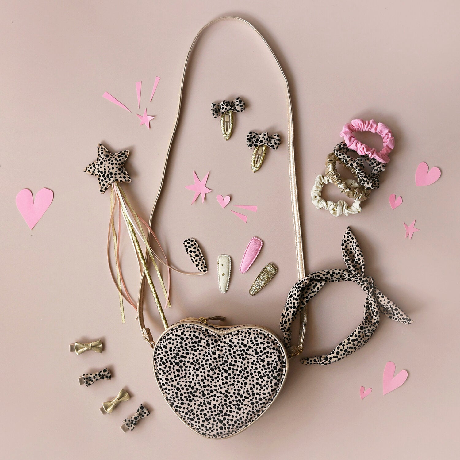 Rockahula Leopard Shimmer Mini Bow Clip Set