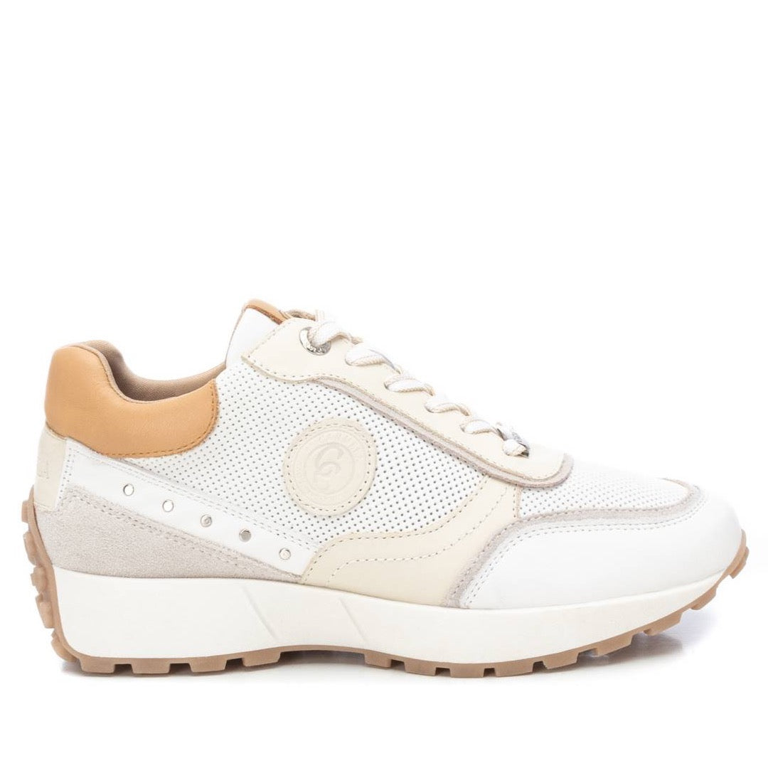 White/Tan Leather Trainers