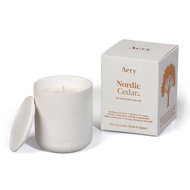 Nordic Cedar Scented Candle - White Clay