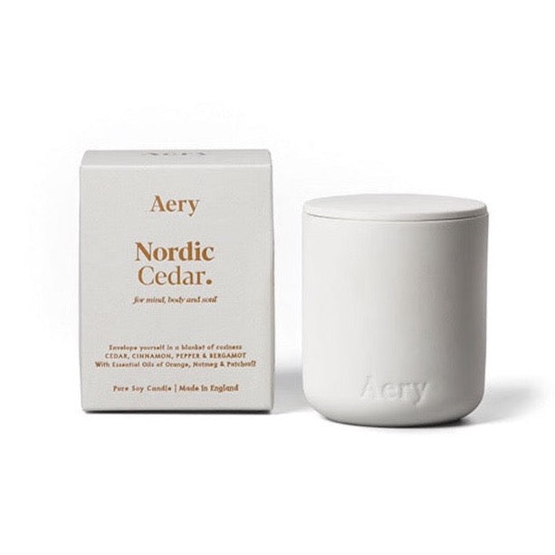 Nordic Cedar Scented Candle - White Clay