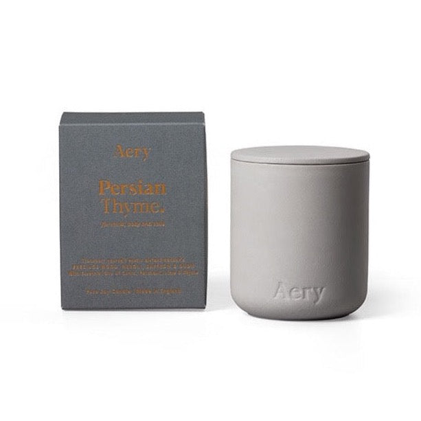Persian Thyme Scented Candle - Light Grey Clay