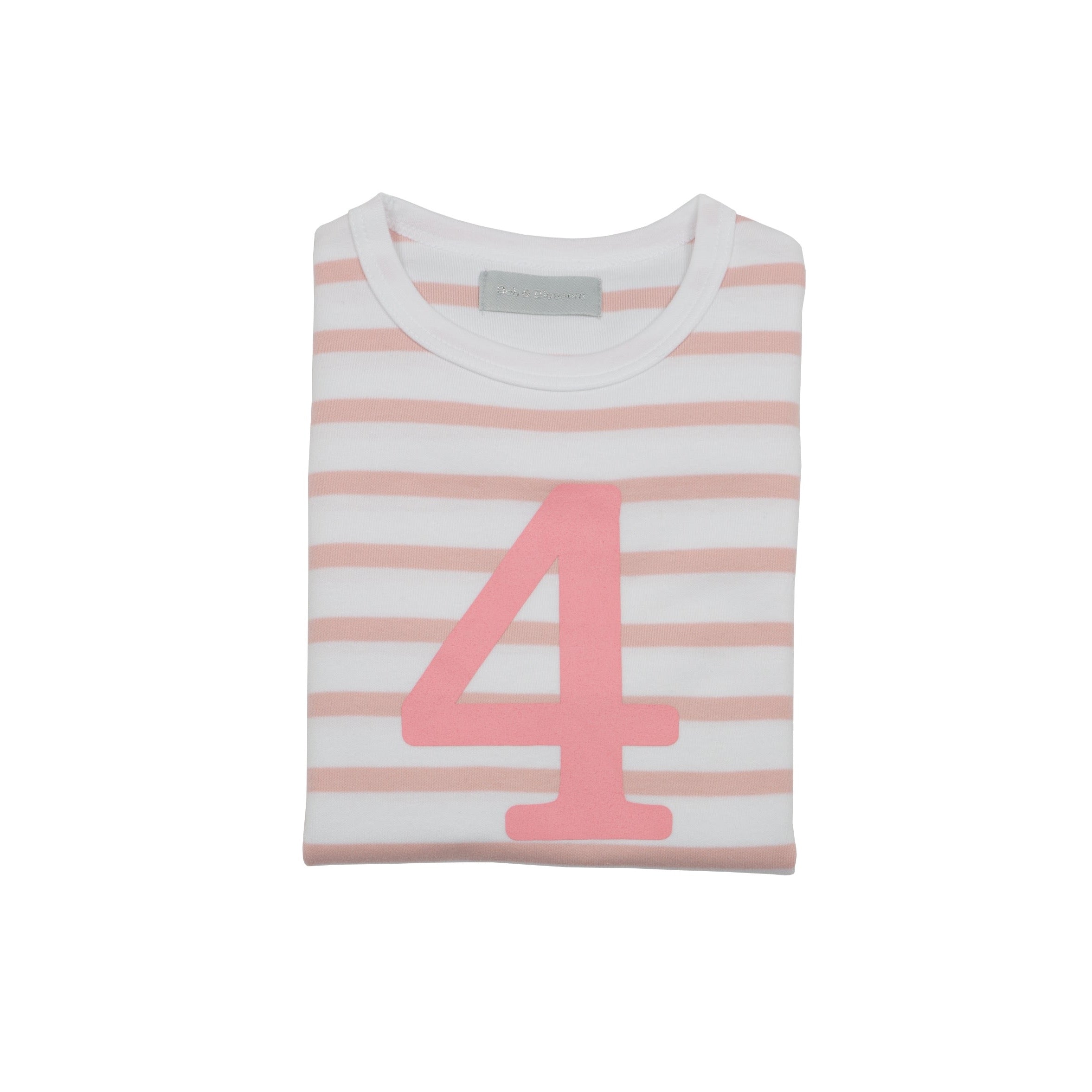 Dusty Pink & White Breton Striped Number Top