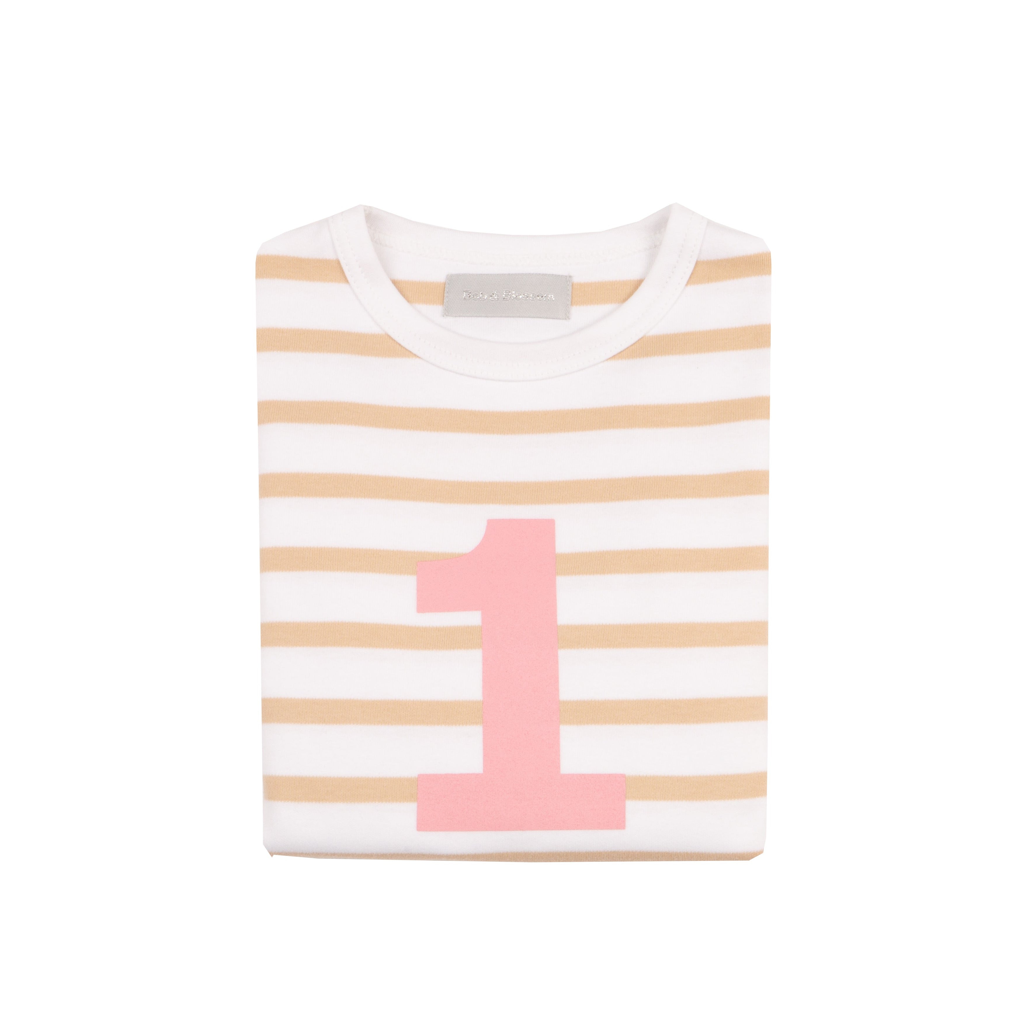 Biscuit & White Breton Striped Number Top (Pink)