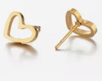Geometric Heart Stud Earrings